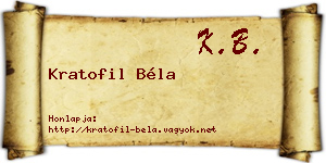 Kratofil Béla névjegykártya