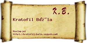 Kratofil Béla névjegykártya